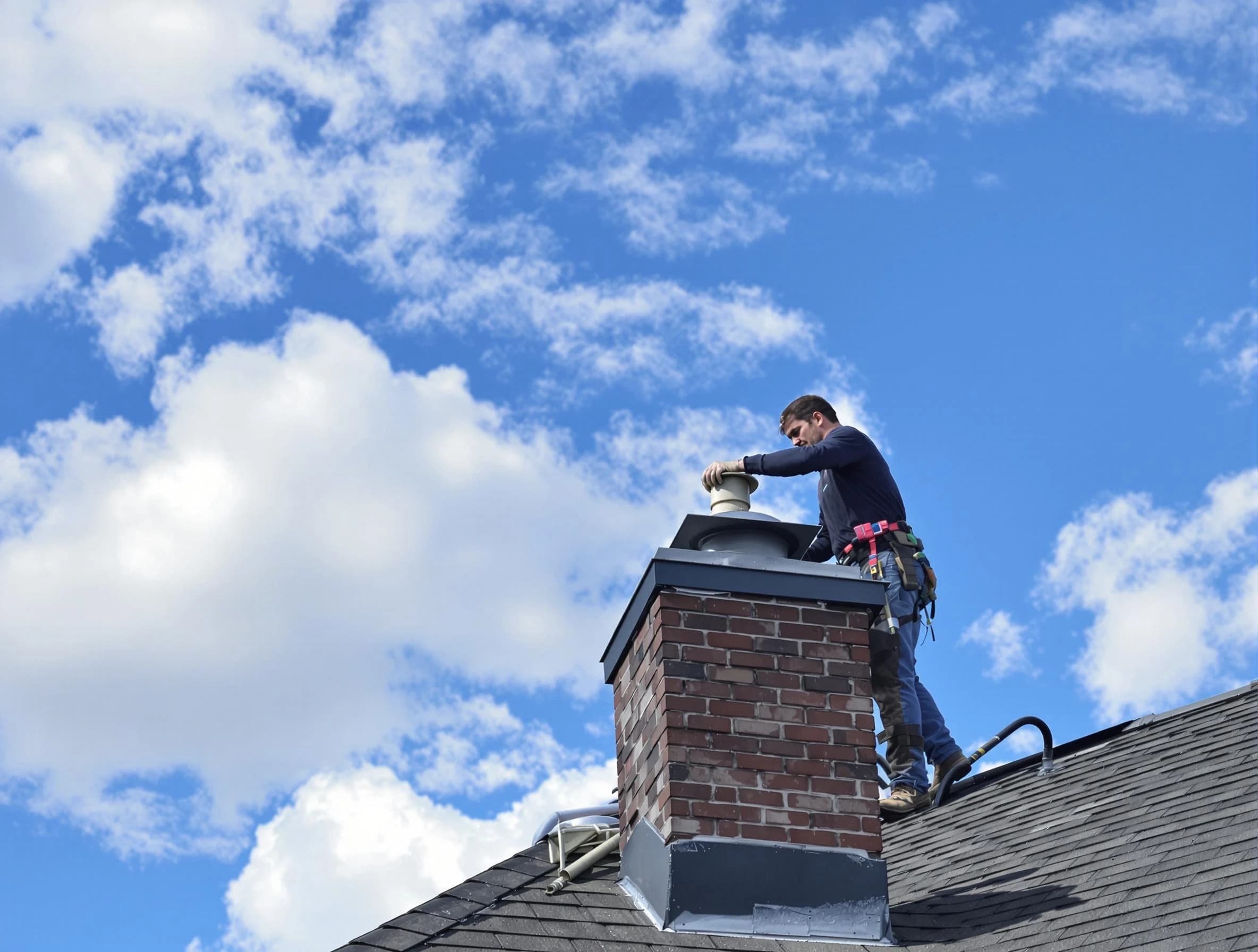 North Brunswick Chimney Sweep installing a sturdy chimney cap in North Brunswick, NJ