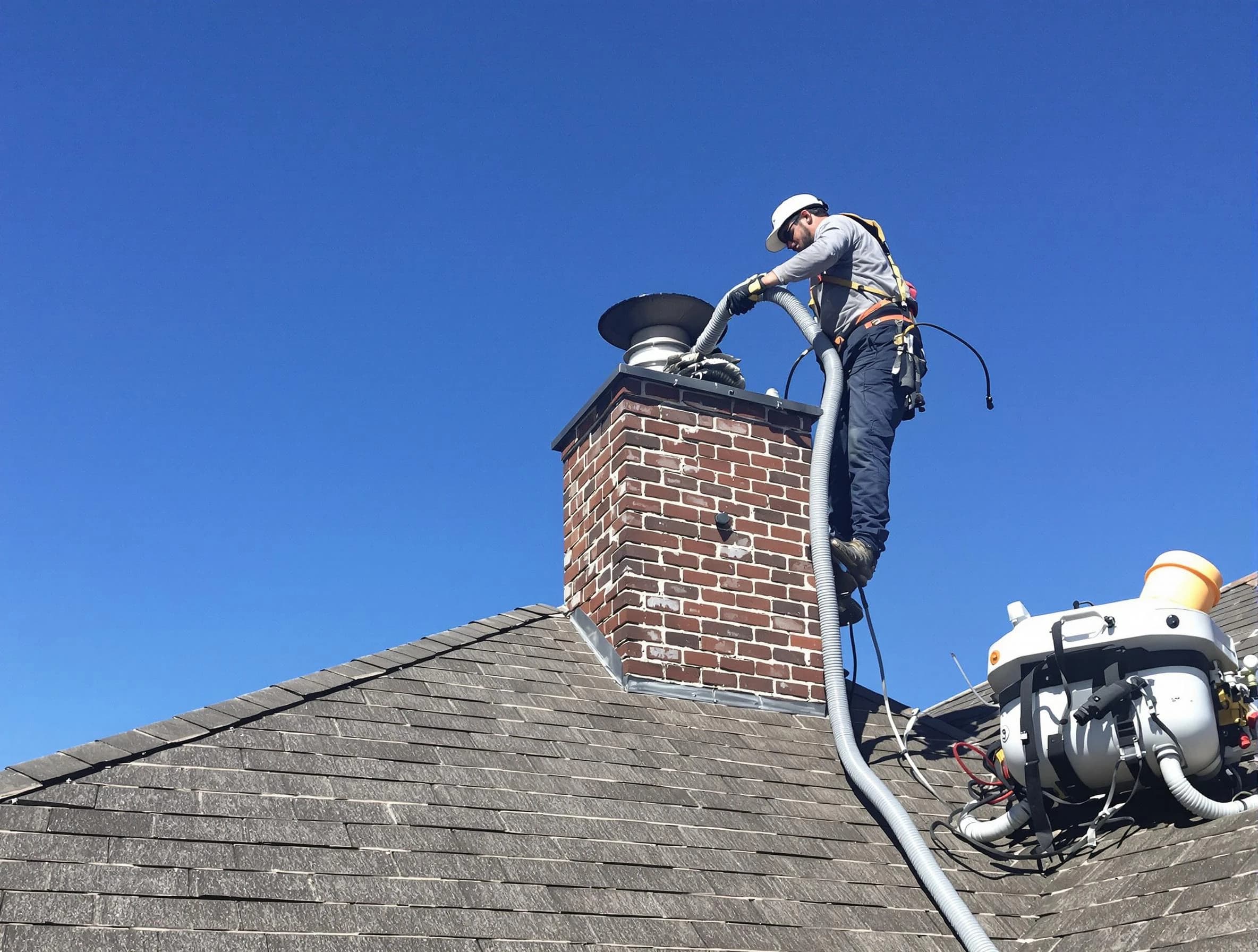 Dedicated North Brunswick Chimney Sweep team member cleaning a chimney in North Brunswick, NJ