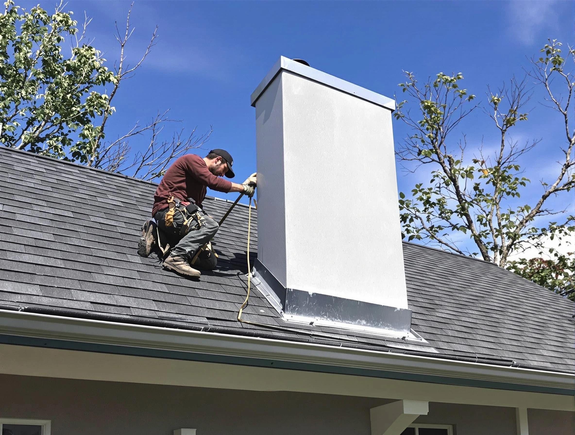 North Brunswick Chimney Sweep team member finishing chimney construction in North Brunswick, NJ