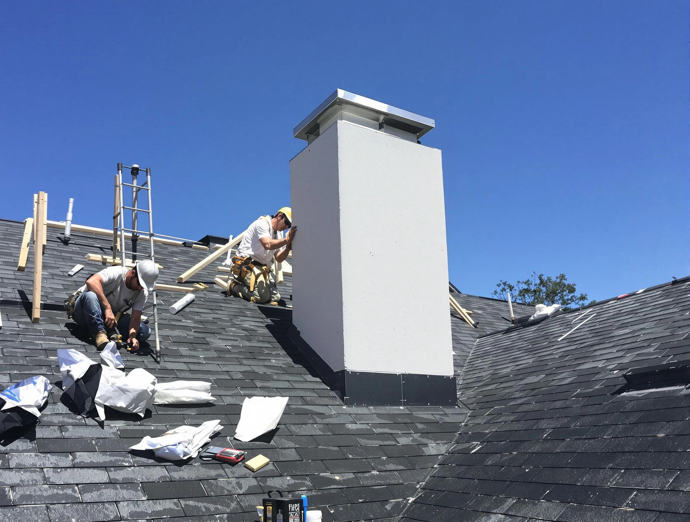 North Brunswick Chimney Sweep crew installing a new chimney in North Brunswick, NJ