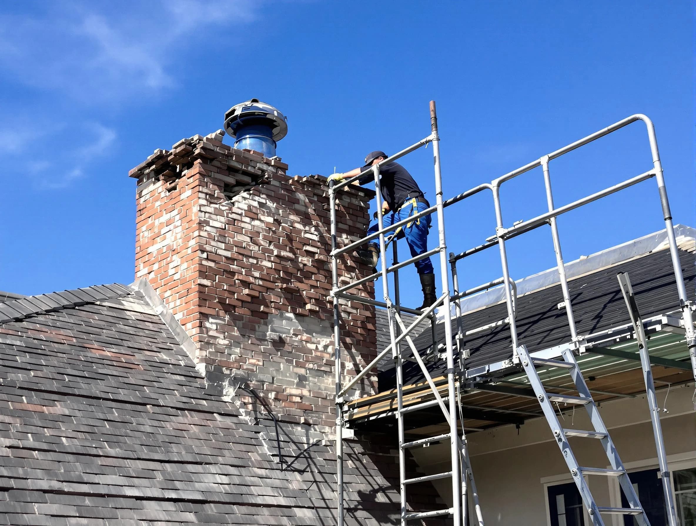 Rebuilding a chimney structure by North Brunswick Chimney Sweep in North Brunswick, NJ