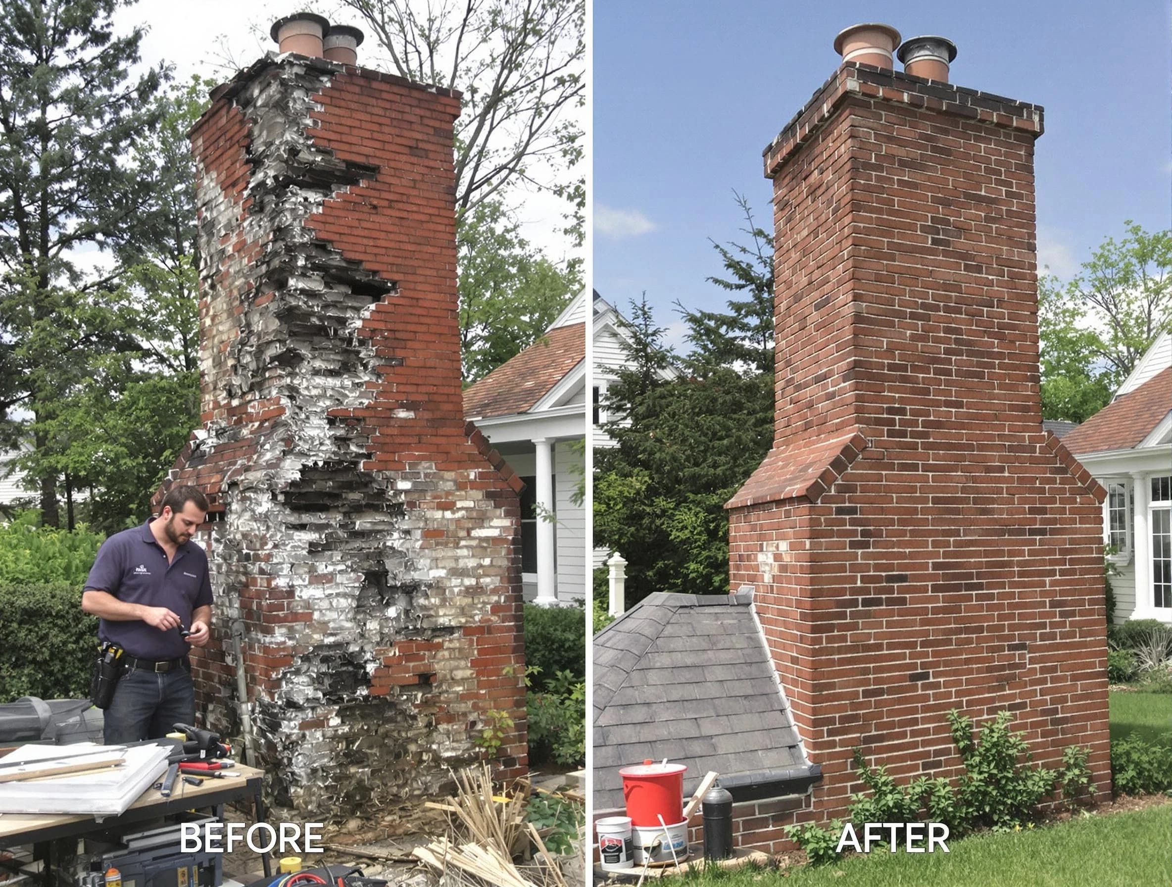 North Brunswick Chimney Sweep performing a full chimney restoration in North Brunswick, NJ