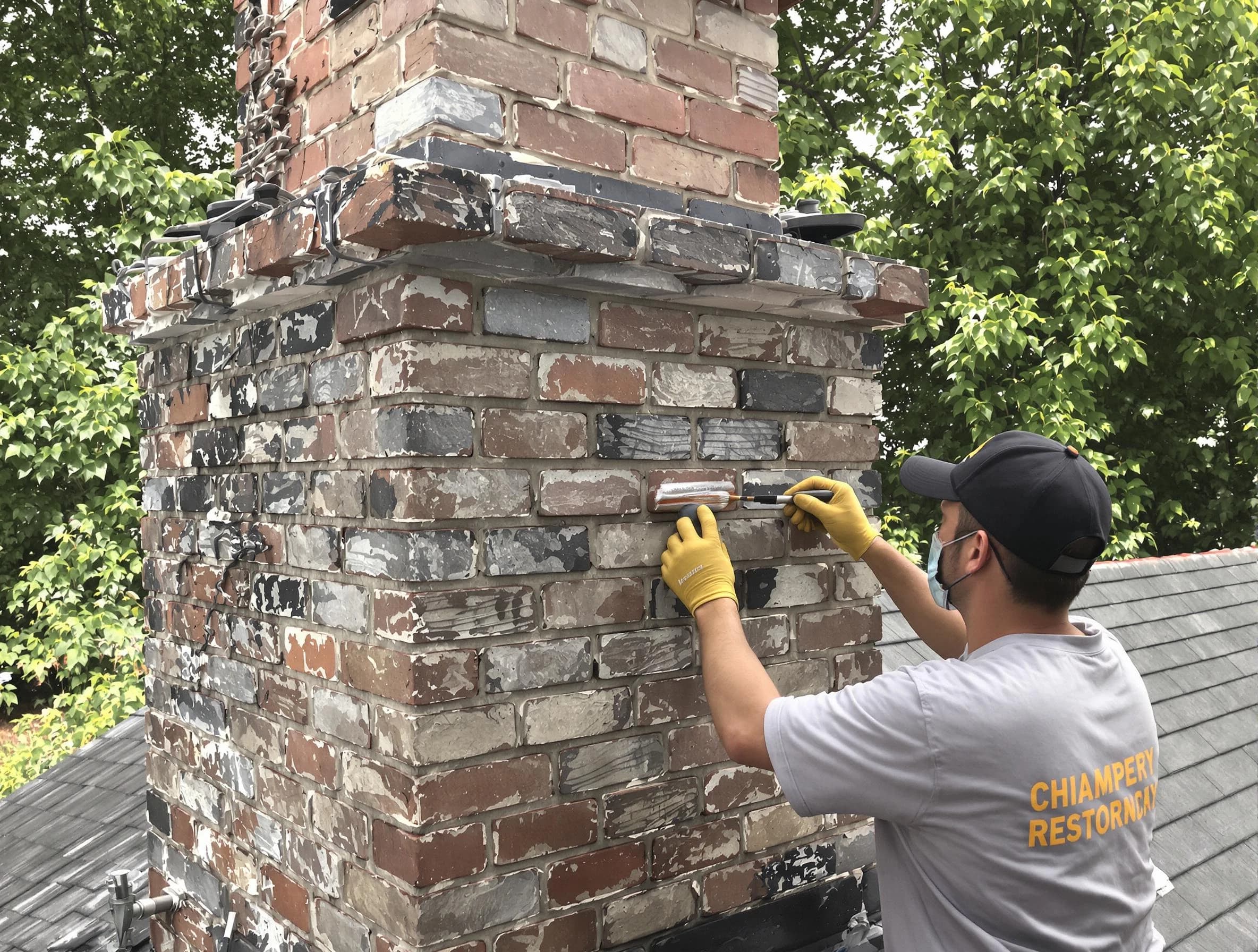 In-progress chimney restoration by North Brunswick Chimney Sweep in North Brunswick, NJ