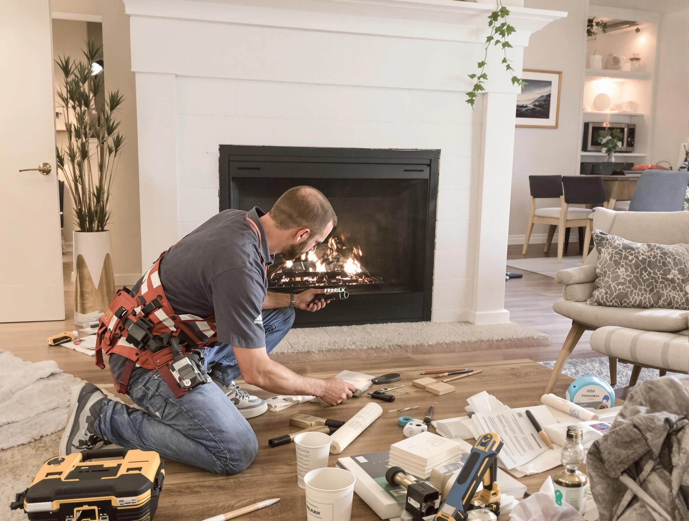 North Brunswick Chimney Sweep performing fireplace repair in North Brunswick, NJ