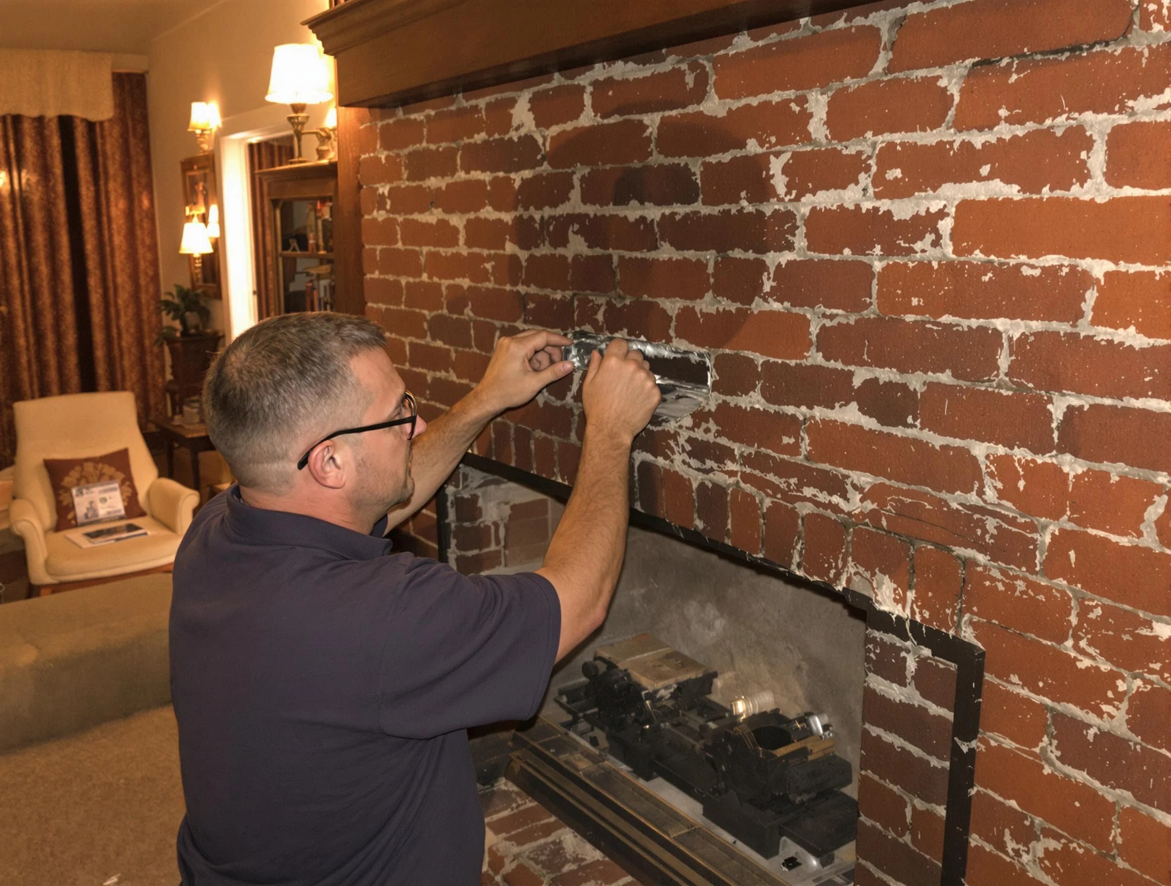 North Brunswick Chimney Sweep expert fixing a fireplace in North Brunswick, NJ